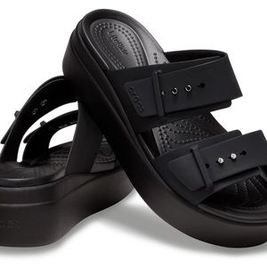 Brooklyn Buckle Black Women's Slide Sandals